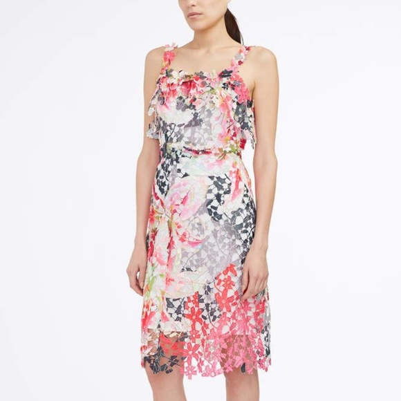 embroidered lace shift dress